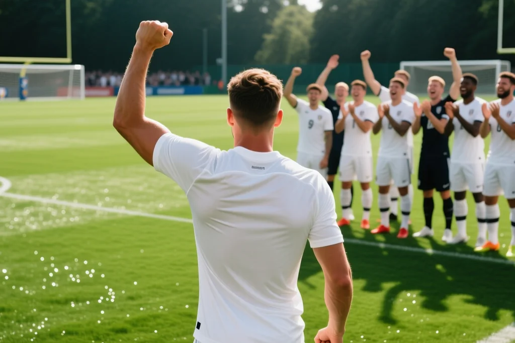 Rede de gol vazia de campo de treino com uma bola redonda parada dentro da rede